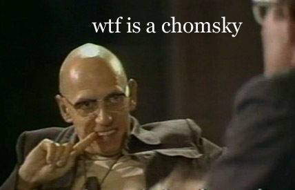 Foucault setur upp Dr. Evil-svip.