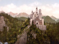 Neuschwanstein-kastali í Bavaríu, ~1900