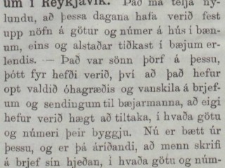 Götunöfn fyrst notuð í Reykjavík, 1888