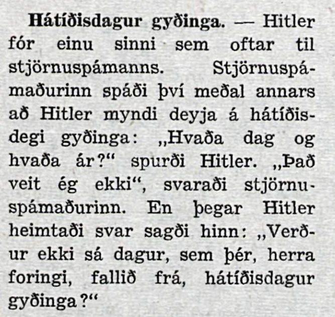 Hitlersbrandarar í Heimilisritinu 1944 endurspegla skringilegt spaug í Þriðja ríkinu
