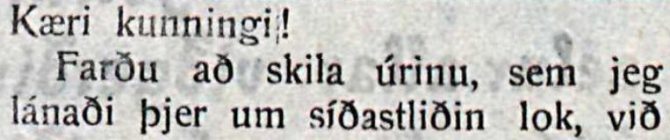 Dularfull auglýsing 1912: „Farðu að skila úrinu, sem jeg lánaði þjer“